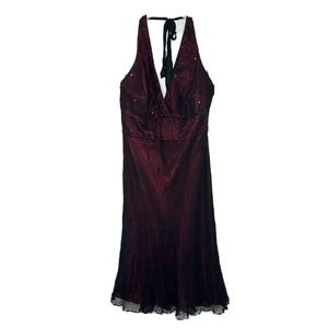 Jones New York Glamour Beaded Halter Black Night Dress Cocktail Party Event 12